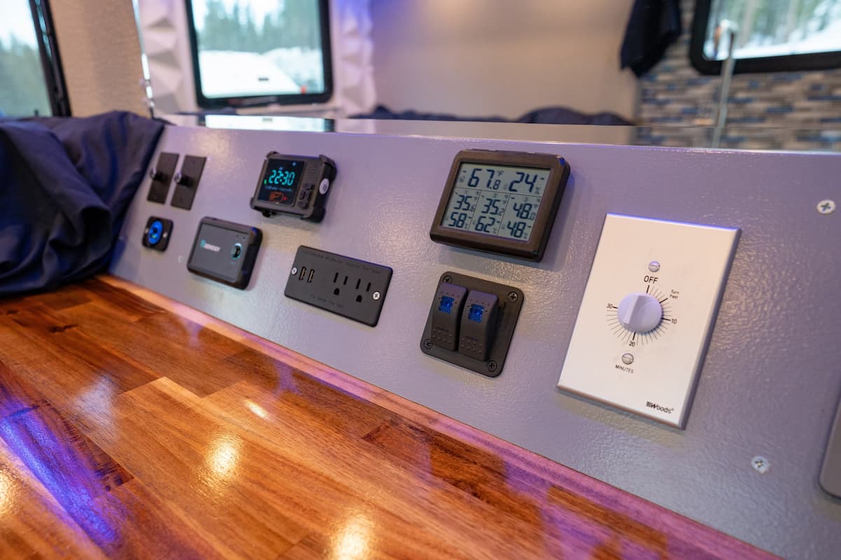 Electrical panel and wiring in custom ski van
